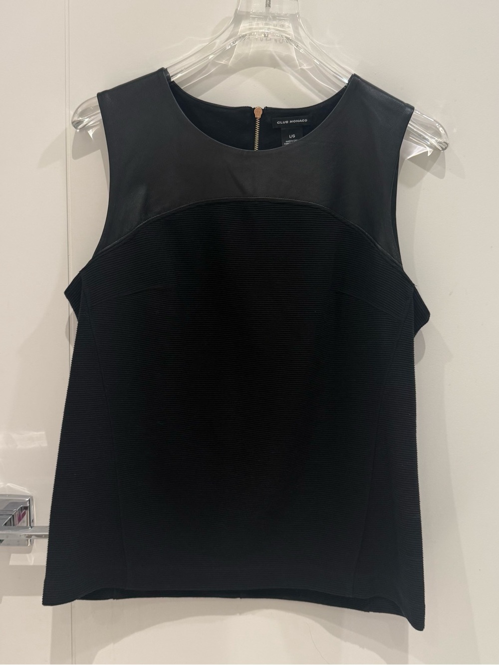 Club Monaco Black Sleeveless Mixed-Media Shell